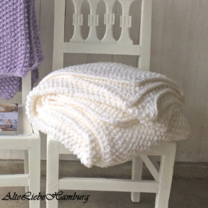 Strickanleitung ♥ Tagesdecke Shetland Perlmuster weiss – Download PDF