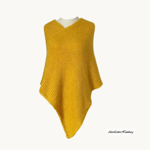 Handgestrickter Poncho in Sonnengelb aus Merino und Mohair, AlteLiebeHamburg